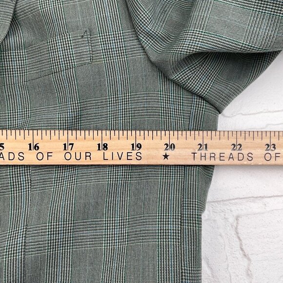 Unbranded Blazer Men 40 Black Teal‎ Blue Houndstooth Plaid Double Breasted VTG - Picture 7 of 11